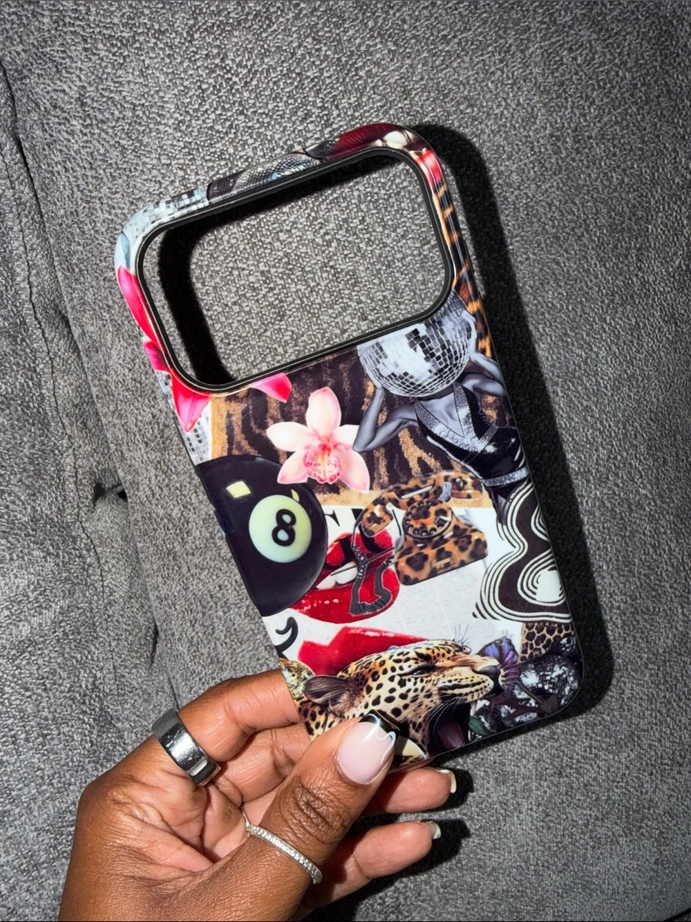 iPhone 17 Pro Max Multicolor Graphic Phone Case - Floral Leopard 8-Ball Design